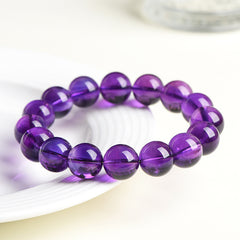Natural Uruguay Seven Degrees Amethyst Round Bead Bracelet - Calmness & Harmony
