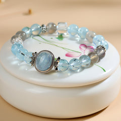 Natural Crystal Aquamarine Magic Box Gray Moonlight Bracelet - Healing & Energy