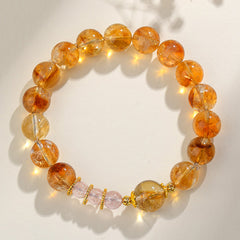 Natural Crystal Yellow Pagoda Crystal Strawberry Crystal Bracelet - Wealth & Luck