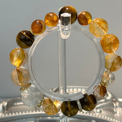 Clear Quartz Yellow Jasper Tiger's Eye Crystal Bracelet - Energy & Good Fortune