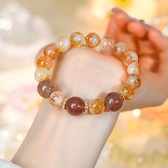 Natural Crystal Yellow Tower Crystal Strawberry Crystal Bracelet - Wealth & Luck