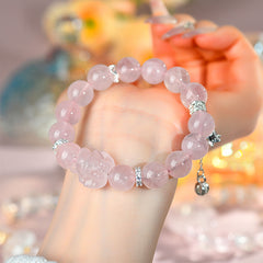 Natural Madagascar Pink Crystal Nine-Tailed Fox Bracelet - Love & Harmony
