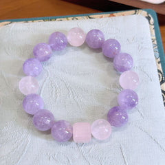 Natural Amethyst Lavender Purple Big Bead Bracelet - Tranquility & Spirituality