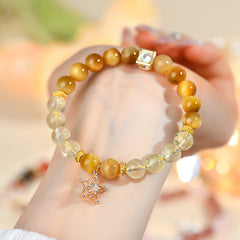 Natural Gold Tiger Eye Citrine Bracelet - Energy & Wealth