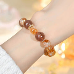 Natural Crystal Yellow Tower Crystal Strawberry Crystal Bracelet - Wealth & Luck
