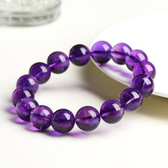 Natural Uruguay Seven Degrees Amethyst Round Bead Bracelet - Calmness & Harmony
