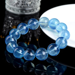 Natural Ice Devil Blue Round Bead Bracelet Ice Purple Aquamarine Loose Bead Bracelet - Purification & Energy