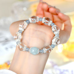 Natural White Crystal Aquamarine Bracelet - Emotion & Healing