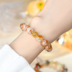 Natural Crystal Yellow Pagoda Crystal Tiger Eye Stone White Acai Bracelet - Wealth & Energy