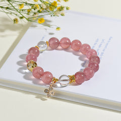 Natural Crystal Strawberry Crystal Five-petal Flower Bracelet - Love & Energy