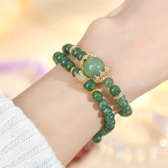 Natural Crystal Green Strawberry Crystal Double Circle Bracelet - Love & Relationships