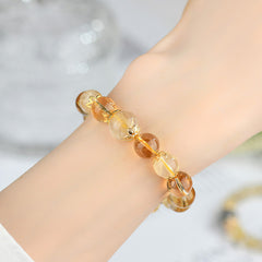 Natural Crystal Yellow Rutilated Quartz Yellow Tower Crystal Bracelet - Wealth & Healing