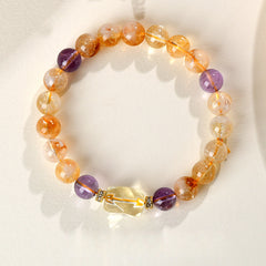Natural Yellow Pagoda Crystal Citrine Freeform Bracelet - Wisdom & Nobility