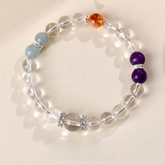 Natural White Crystal Amethyst Aquamarine Yellow Tower Crystal Bracelet - Purity & Energy