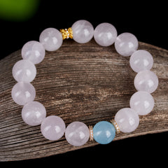 Natural Pink Crystal Aquamarine Bracelet - Love & Calm