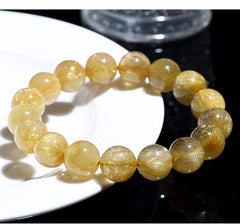 Natural Blonde Crystal Round Bead Bracelet - Vitality & Energy