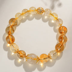 Natural Crystal Yellow Rutilated Quartz Yellow Tower Crystal Bracelet - Wealth & Healing