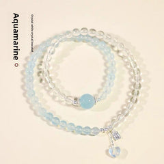 Aquamarine Bracelet Light Luxury, Niche, Exquisite, Layered Beads - Tranquility & Spirituality