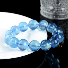 Natural Ice Devil Blue Round Bead Bracelet Ice Purple Aquamarine Loose Bead Bracelet - Purification & Energy
