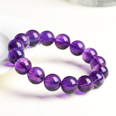 Natural Uruguay Seven Degrees Amethyst Round Bead Bracelet - Calmness & Harmony