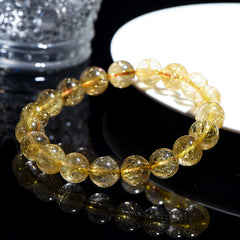 Natural Blonde Crystal Round Bead Bracelet - Vitality & Energy