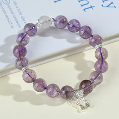 Natural Large Particle Light Amethyst Blue Moonlight Butterfly Bracelet - Purification & Energy