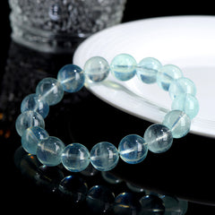 Natural Mint Green Aquamarine Round Bead Bracelet - Healing & Empowerment