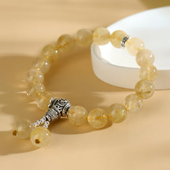 Natural Yellow Rutilated Quartz Bracelet - Wealth & Prosperity