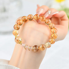 Natural Crystal Yellow Pagoda Crystal Strawberry Crystal Bracelet - Wealth & Luck