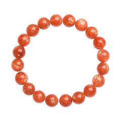 Gold Sunstone Round Bead Bracelet Full Color Gold Sun Beaded Bracelet - Energy & Vitality