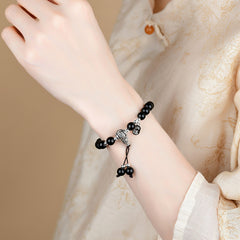 Natural Obsidian Bracelet Green Fragrant Gray Colored Glaze Buddha Beads Rosary Women's Bracelet - Confidence & Energy