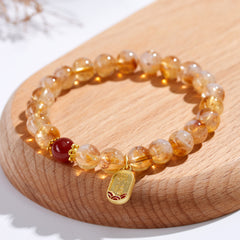 Natural Crystal Yellow Pagoda Crystal Bracelet - Wealth & Career