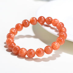Gold Sunstone Round Bead Bracelet Full Color Gold Sun Beaded Bracelet - Energy & Vitality