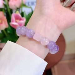 Natural Amethyst Lavender Purple Big Bead Bracelet - Tranquility & Spirituality
