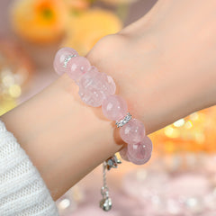 Natural Madagascar Pink Crystal Nine-Tailed Fox Bracelet - Love & Harmony