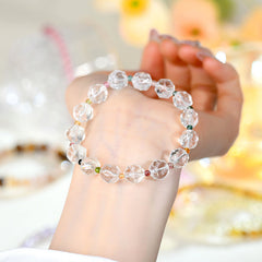 Natural Faceted White Crystal Tourmaline Bracelet - Emotion & Wisdom