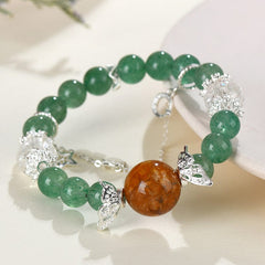 Crystal Green Strawberry Yellow Gum Flower Star Tassel Butterfly Bracelet - Energy & Luck