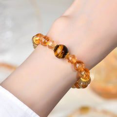 Natural Crystal Yellow Pagoda Crystal Yellow Tiger Eye Stone Bracelet - Wealth & Good Fortune