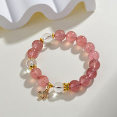 Natural Crystal Strawberry Crystal Five-petal Flower Bracelet - Love & Energy