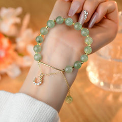 Natural Green Strawberry Crystal Bracelet - Career & Balance