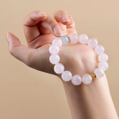 Natural Pink Crystal Aquamarine Bracelet - Love & Calm