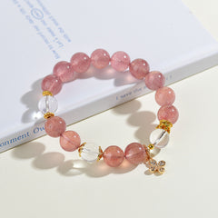 Natural Crystal Strawberry Crystal Five-petal Flower Bracelet - Love & Energy
