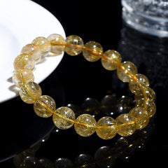 Natural Blonde Crystal Round Bead Bracelet - Vitality & Energy