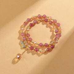 Natural Crystal Strawberry Crystal Double Circle Bracelet - Love & Romance