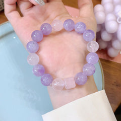 Natural Amethyst Lavender Purple Big Bead Bracelet - Tranquility & Spirituality