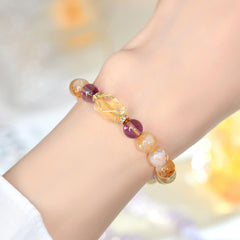 Natural Yellow Pagoda Crystal Citrine Freeform Bracelet - Wisdom & Nobility