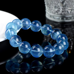 Natural Ice Devil Blue Round Bead Bracelet Ice Purple Aquamarine Loose Bead Bracelet - Purification & Energy