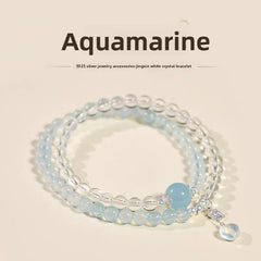 Aquamarine Bracelet Light Luxury, Niche, Exquisite, Layered Beads - Tranquility & Spirituality