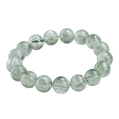 Natural Fine Hair Green Crystal Round Bead Bracelet - Balance & Healing