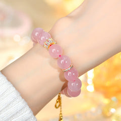 Natural Crystal Hibiscus Pink Crystal Original Bracelet - Love & Healing